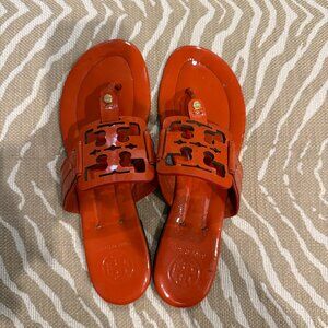 Tory Burch Monogram Patent Leather Slides